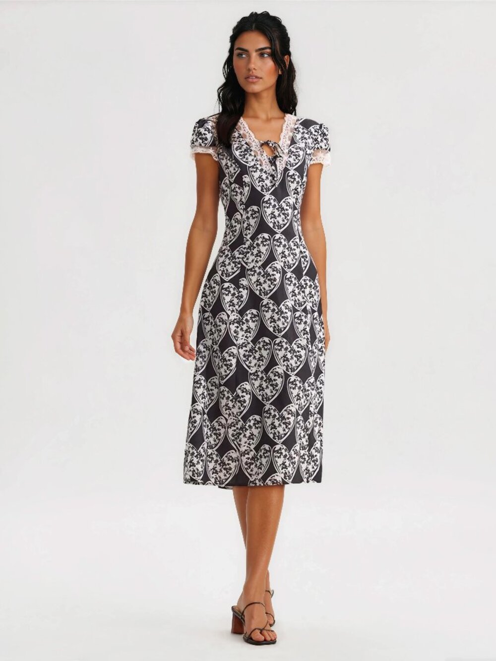 For Love & Lemons Cross Your Heart Midi Dress - Black